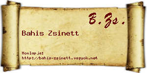 Bahis Zsinett névjegykártya